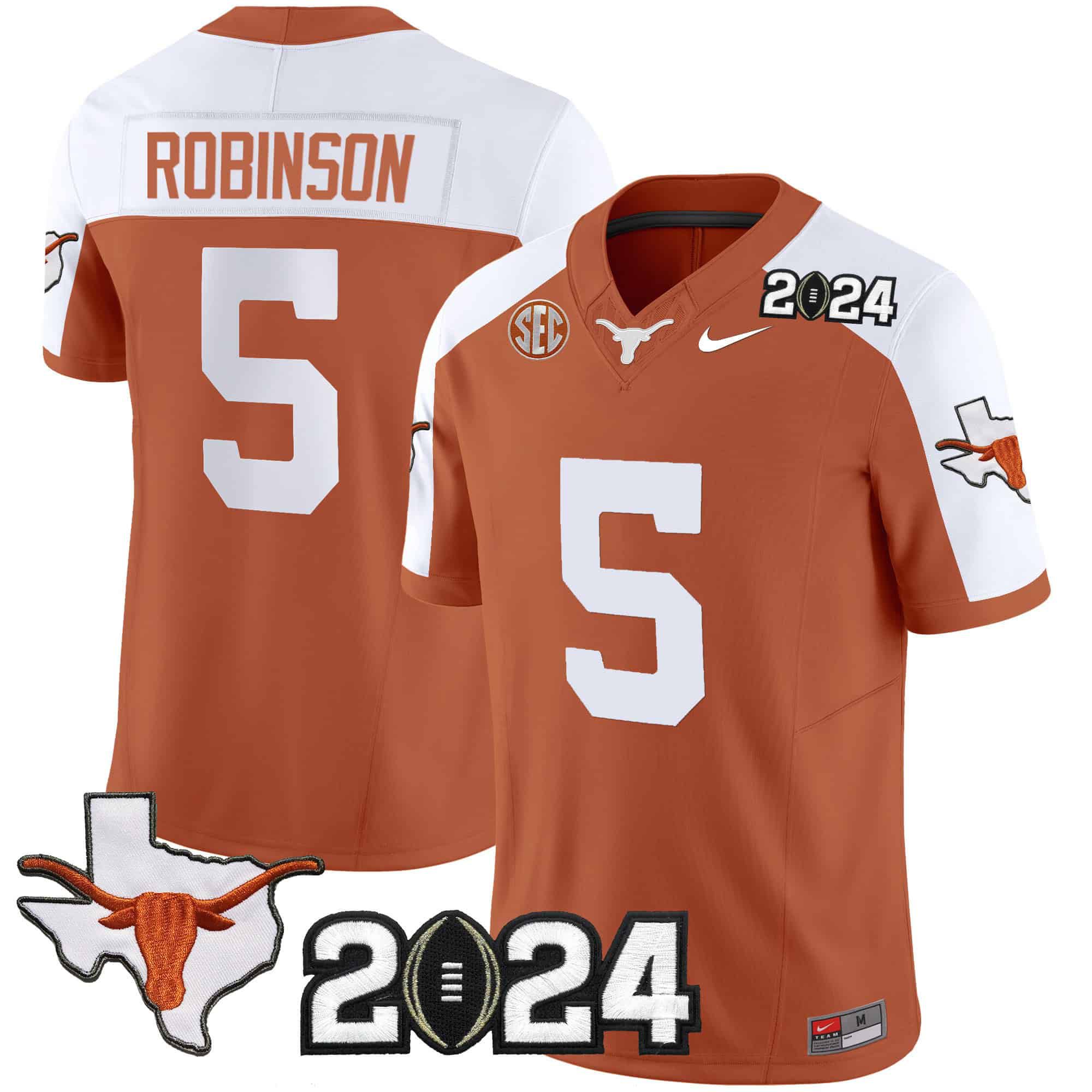 Men Texas Longhorns #5 Robinson Orange 2024 Nike Vapor Limited NCAA Jersey->indianapolis colts->NFL Jersey